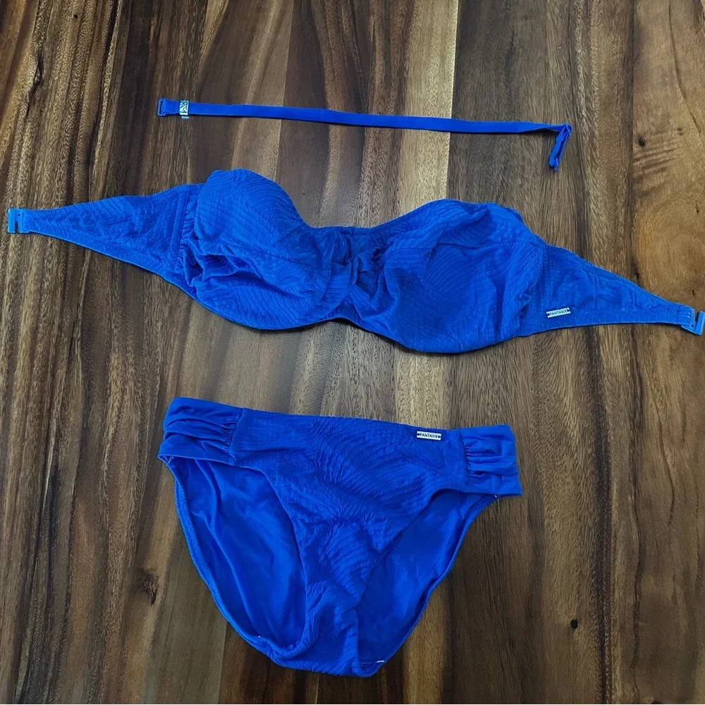 Set of 3 in Fantasie Royal Blue. Underwire Tankini, Strapless Top, & Bottom - Picture 12 of 15